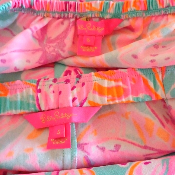 LILLY PULITZER Esmeray Set Surf Blue Bonita Blooms Skirt Puff Sleeve Crop Top - Picture 4 of 5